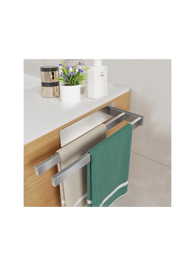 S-TOP Towel Holder Double Bar Bathroom, Heavy Duty Towel Holder for Hanging Robes and Towels, Self-Adhesive Rust and Corrosion Resistant, 304 Stainless Steel Towel Rail for Renters-Silver 36CM - Image 3