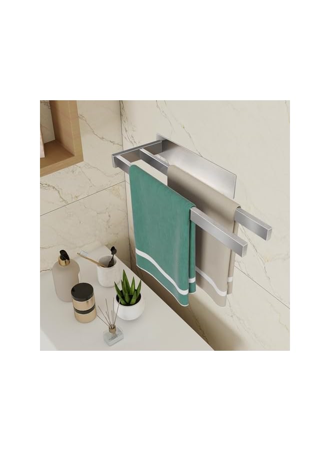 S-TOP Towel Holder Double Bar Bathroom, Heavy Duty Towel Holder for Hanging Robes and Towels, Self-Adhesive Rust and Corrosion Resistant, 304 Stainless Steel Towel Rail for Renters-Silver 36CM - Image 4