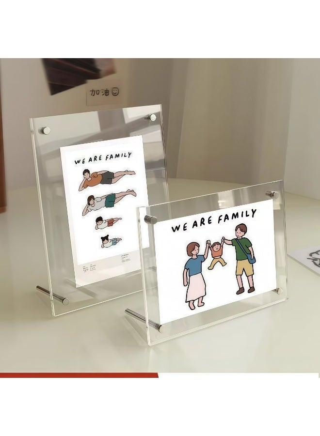 FUKE 5-Inch Acrylic Photo Frame, Desktop Menu Display Stand Transparent Photo Stand For Desktop Display - Image 1
