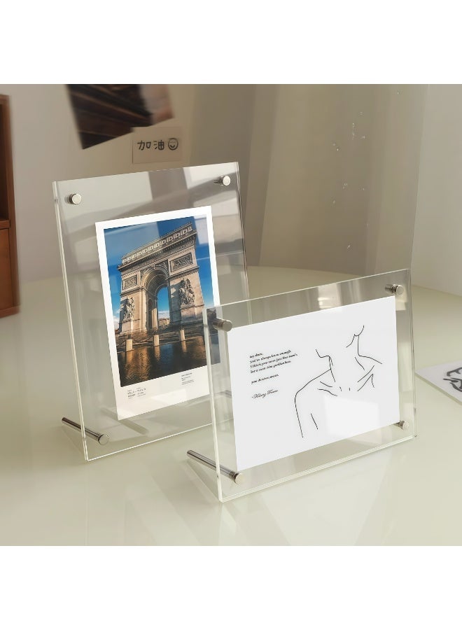 FUKE 5-Inch Acrylic Photo Frame, Desktop Menu Display Stand Transparent Photo Stand For Desktop Display - Image 1