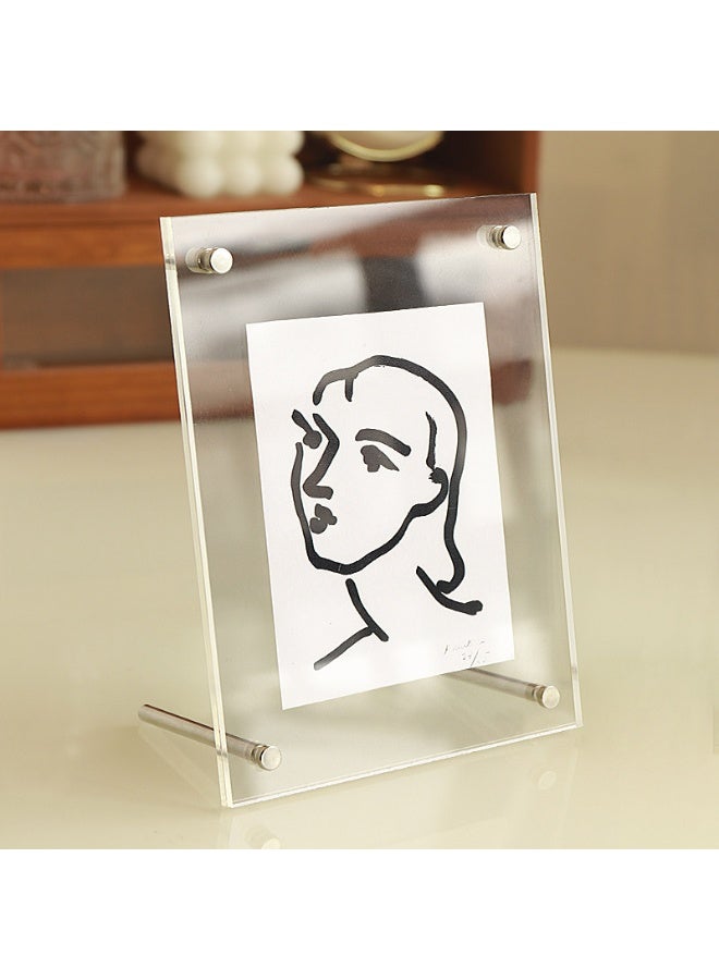 FUKE 5-Inch Acrylic Photo Frame, Desktop Menu Display Stand Transparent Photo Stand For Desktop Display - Image 4