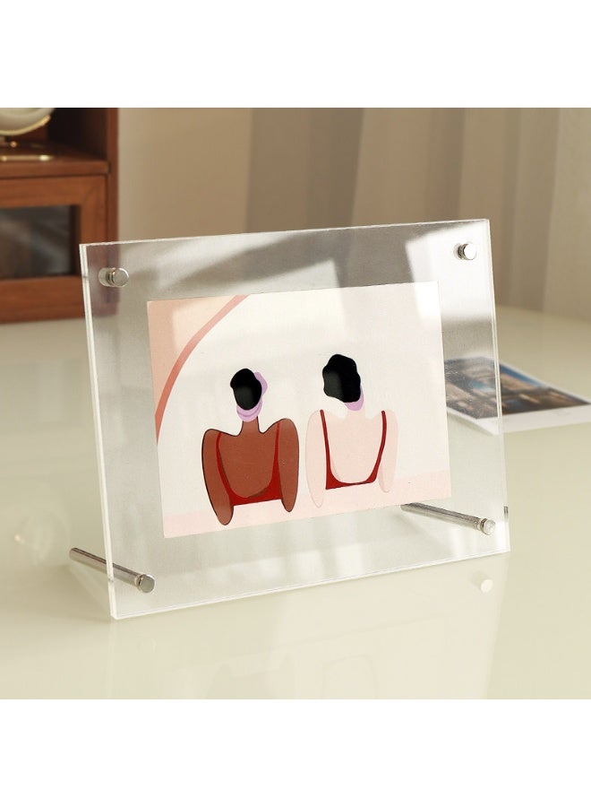 FUKE 5-Inch Acrylic Photo Frame, Desktop Menu Display Stand Transparent Photo Stand For Desktop Display - Image 3