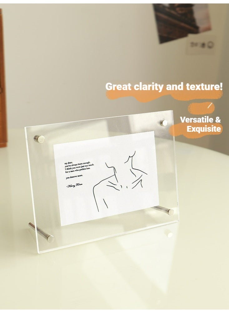 FUKE 5-Inch Acrylic Photo Frame, Desktop Menu Display Stand Transparent Photo Stand For Desktop Display - Image 2