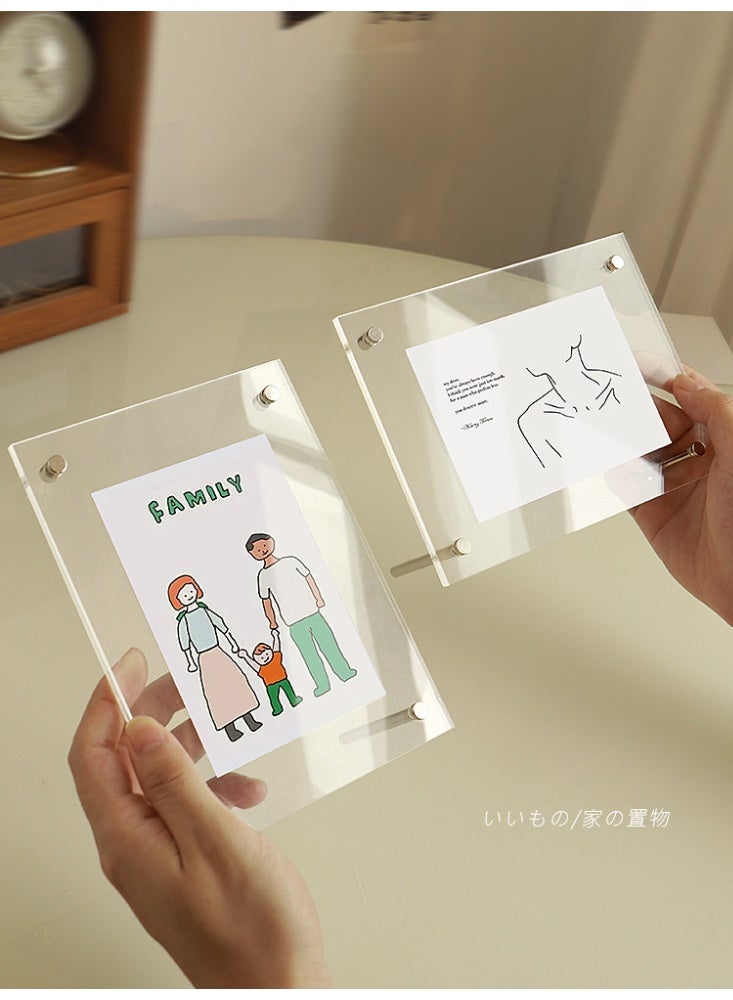 FUKE 5-Inch Acrylic Photo Frame, Desktop Menu Display Stand Transparent Photo Stand For Desktop Display - Image 5