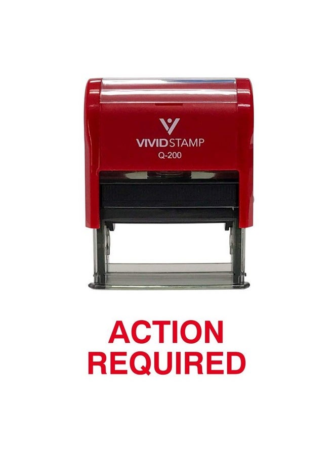 Vivid Stamp Action Required Office Self Inking Rubber Stamp (Red Ink) - Medium 