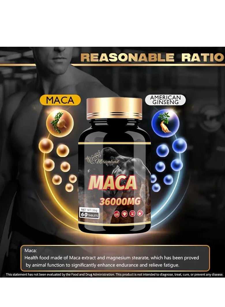 miriyalyad Maca Tablets| Eliminate Fatigue |  Improve Sleep Quality | 60 Tablets/Bottle Supplement Fitness Edible Dietary  - Image 3