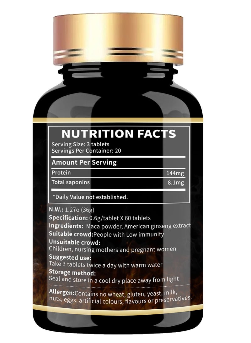 miriyalyad Maca Tablets| Eliminate Fatigue |  Improve Sleep Quality | 60 Tablets/Bottle Supplement Fitness Edible Dietary  - Image 2
