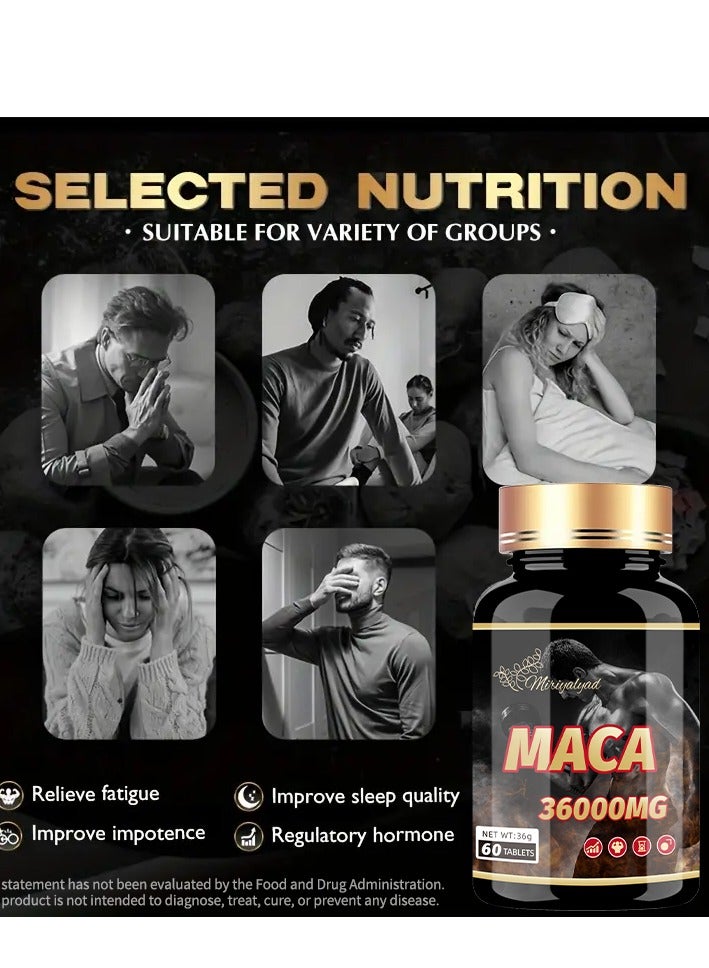 miriyalyad Maca Tablets| Eliminate Fatigue |  Improve Sleep Quality | 60 Tablets/Bottle Supplement Fitness Edible Dietary  - Image 4