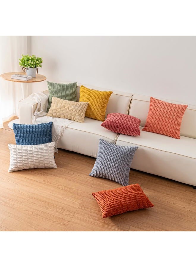 Aegero Pack of 2 Corduroy Decorative Throw Pillow Covers 24x24 InchSoft Striped Pillow Covers Modern Farmhouse Home Decor for Sofa Living Room Couch Bed（Sage Green） - Image 5