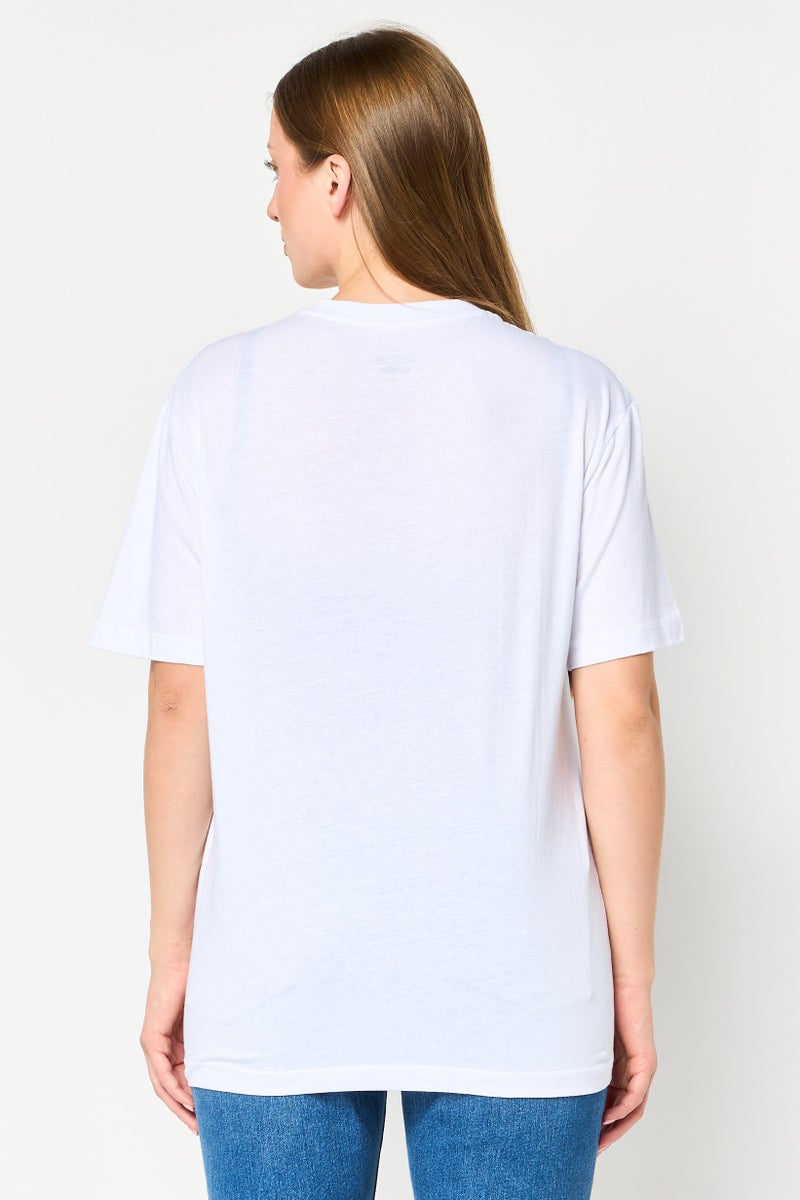 Undiz x Disney Women Crew Neck Short Sleeve Graphic Print T-Shirt, White - Image 4