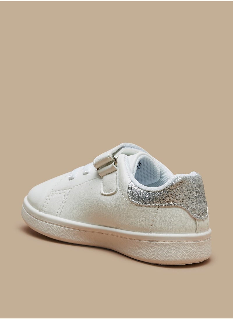 Flora Bella By Shoexpress - Girls Glitter Textured Panel Detail Sneakers with Hook and Loop Closure - Image 1