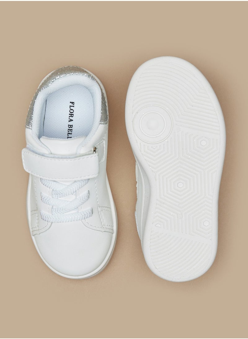 Flora Bella By Shoexpress - Girls Glitter Textured Panel Detail Sneakers with Hook and Loop Closure - Image 1
