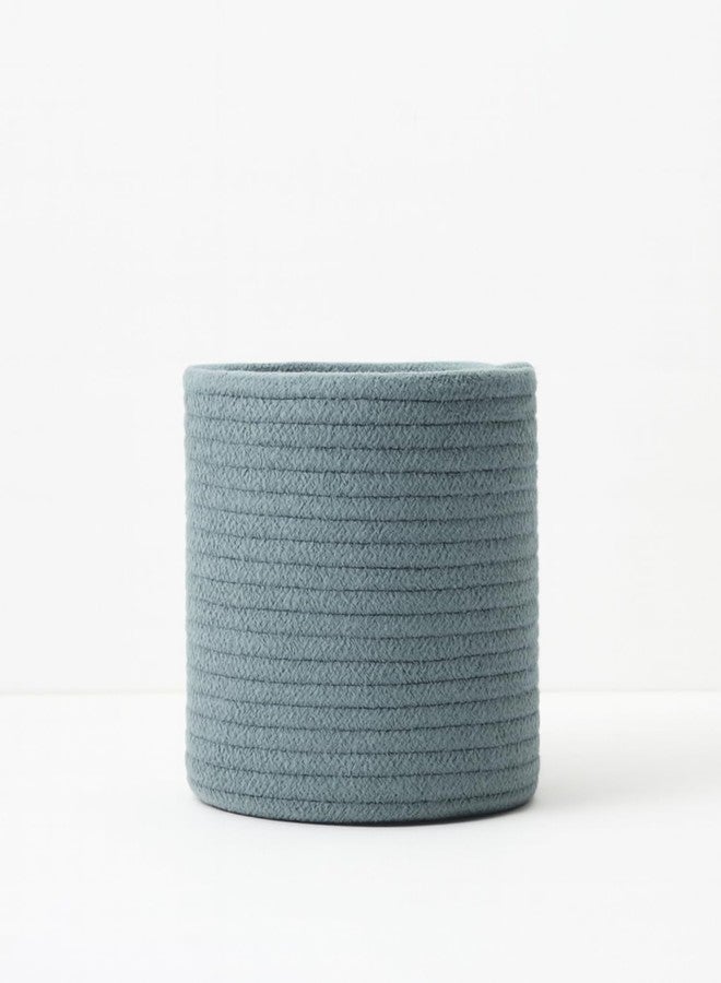 Adhigams Cotton Rope Woven Storage Basket Organizer Bin Round Fabric Container for Toys Clothes Desk Shelf Nursery Bathroom Soft Durable Home Utility Small Size Pack of 1 Grey - Image 1
