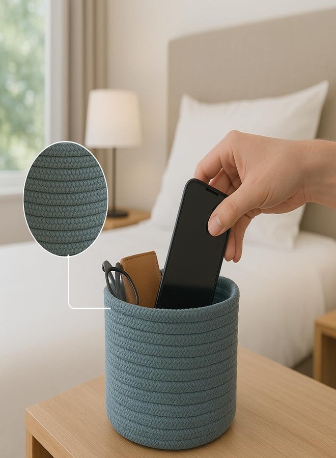 Adhigams Cotton Rope Woven Storage Basket Organizer Bin Round Fabric Container for Toys Clothes Desk Shelf Nursery Bathroom Soft Durable Home Utility Small Size Pack of 1 Grey - Image 3