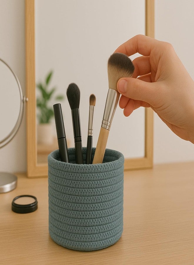 Adhigams Cotton Rope Woven Storage Basket Organizer Bin Round Fabric Container for Toys Clothes Desk Shelf Nursery Bathroom Soft Durable Home Utility Small Size Pack of 1 Grey - Image 5