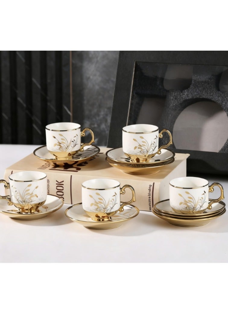 Coffee Cup and Saucer Mug Set Arabic Ceramic Cup, Tumbler,90ML Cup and Saucer Set 6 Cups 6 Saucers - Image 2
