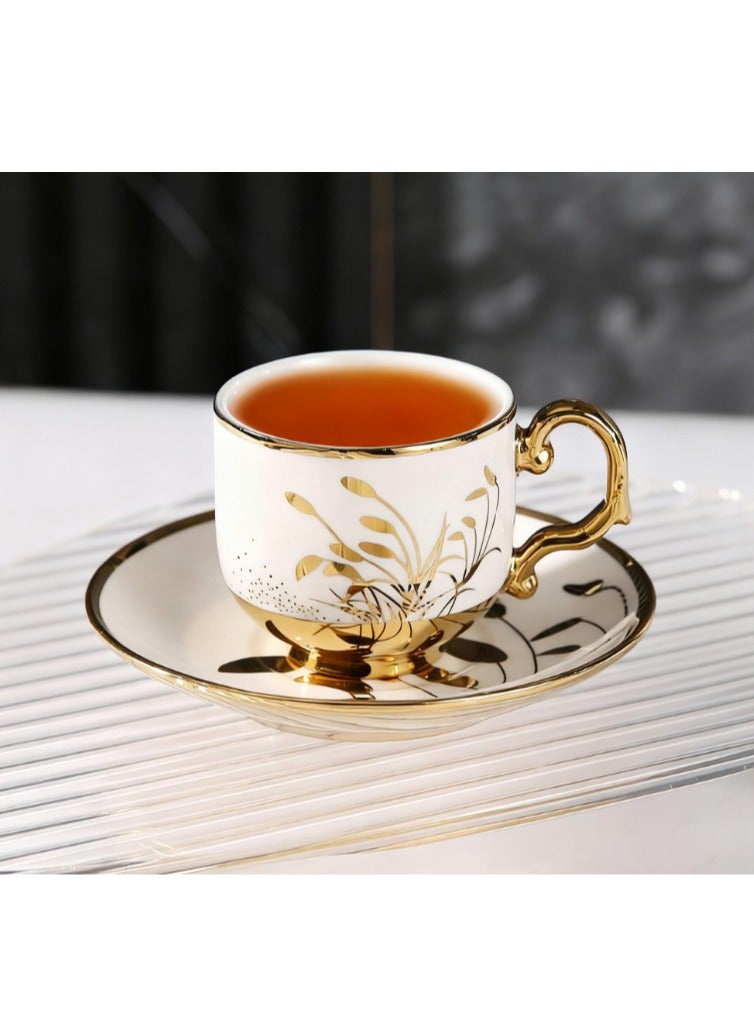 Coffee Cup and Saucer Mug Set Arabic Ceramic Cup, Tumbler,90ML Cup and Saucer Set 6 Cups 6 Saucers - Image 4