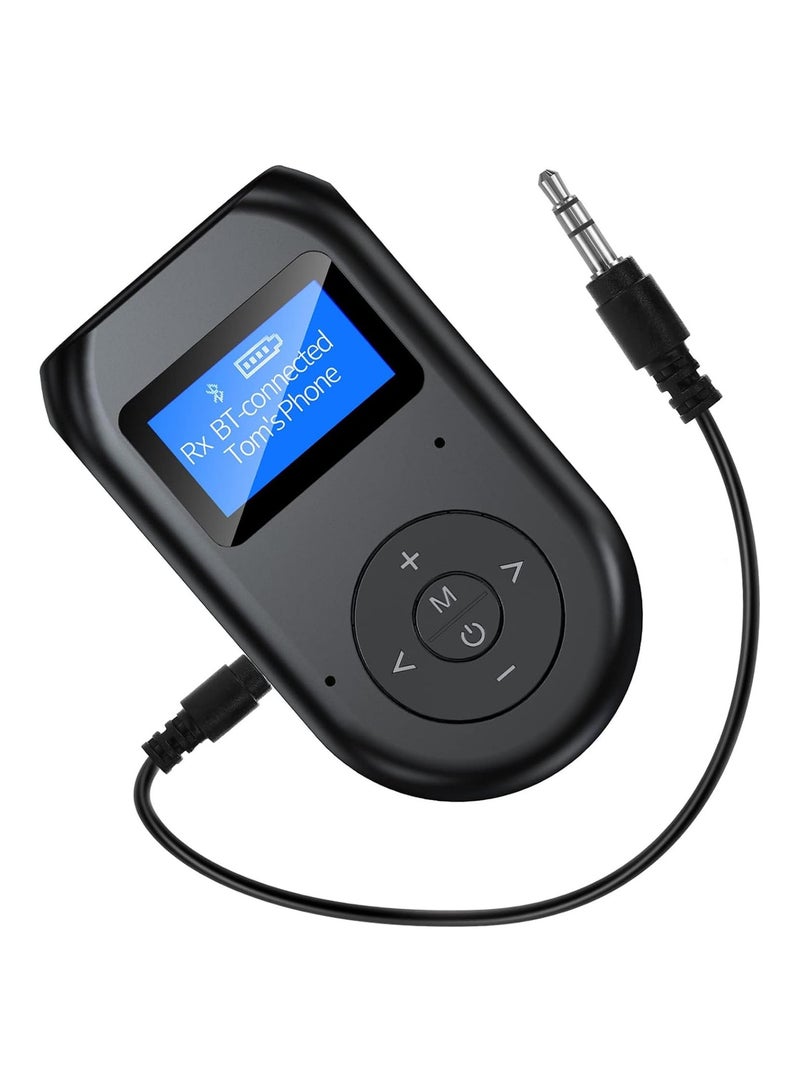 SYOSI Bluetooth Transmitter Receiver, 4-in-1 Bluetooth 5.0 Visible Dual Link Wireless Bluetooth Adapter with Display Screen, Low Latency Audio Adapter for Speaker/TV/PC/Car/Home/Stereo System - Image 1