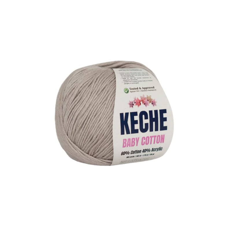 Keche Cotton Yarn, 60% Cotton 40% Acrylic Yarn, Soft Cotton Yarn for Crochet and Knitting, Amigurumi Yarn 1 Skein/Ball 1.76 Oz (50g) / 180 Yrds (165m) - Sand - Image 1