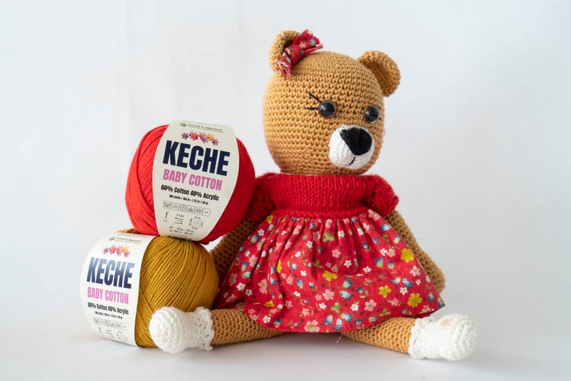 Keche Cotton Yarn, 60% Cotton 40% Acrylic Yarn, Soft Cotton Yarn for Crochet and Knitting, Amigurumi Yarn 1 Skein/Ball 1.76 Oz (50g) / 180 Yrds (165m) - Sand - Image 4