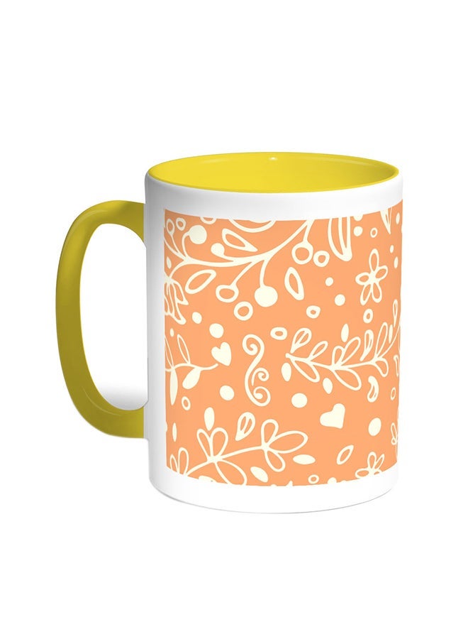 RYN Decorative - Tree Paper Printed Coffee Mug Yellow/White 11ounce