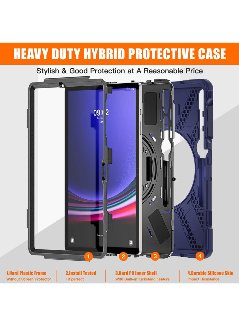 Rock Pow Case for Samsung Galaxy Tab S10 Plus 12.4 Inch 2024/Tab S9 Plus 12.4 2023/S9 FE Plus 12.4 2023/S8 Plus 2022/ S7 FE 2021/ S7 Plus 2020 Case with S Pen Holder Heavy Duty Shockproof Protective Cover with Hand Strap S-Pen Holder/Handle/Rotating Kickstand - Image 3