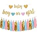Aonor Baby Gender Reveal Decorations Glitter Letters Baby and Boy or Girl with Hearts Banner Tissue Paper Tassels Garland Set for Gender Reveal Party Decorations - Image 3
