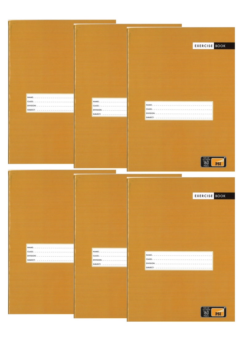 Psi - 6-Piece Four Lined Exercise Notebook 160 Pages A5 Size - Image 1