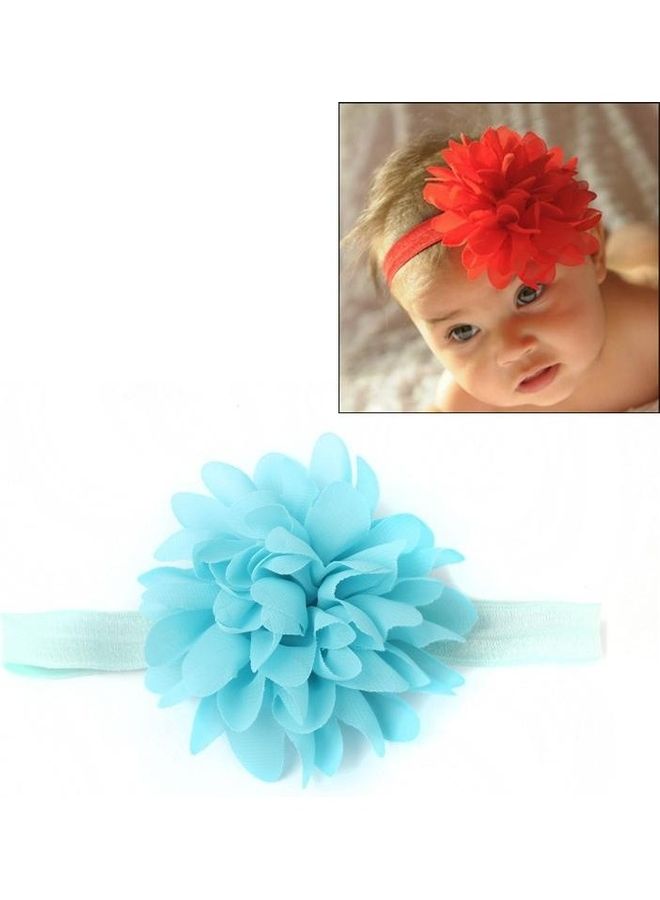 Baby Girl Flower Elastic Hairband Blue - Image 1
