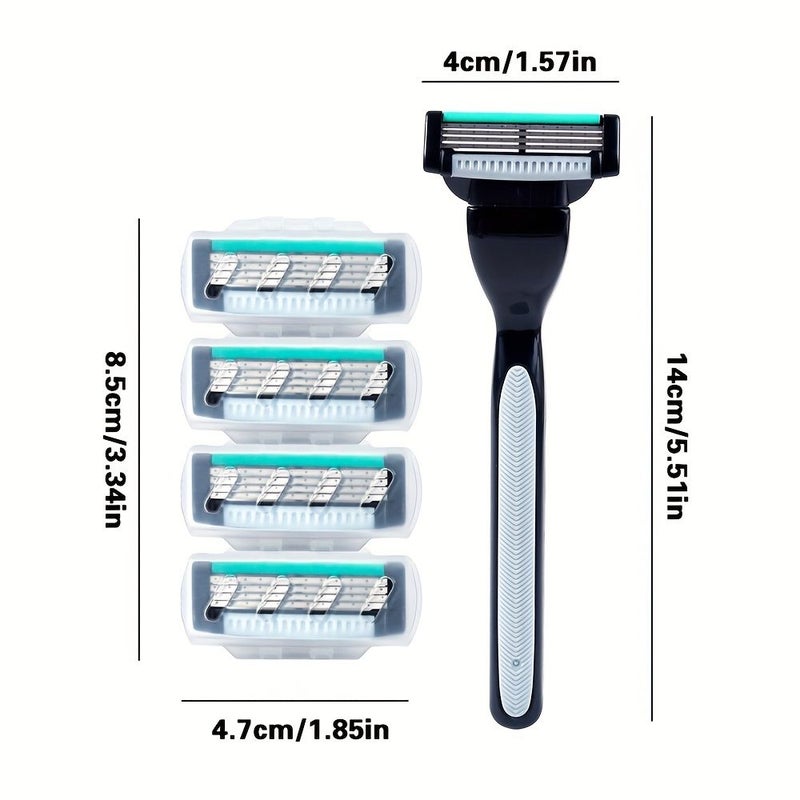 Men Safety Razor 4 Layer Stainless Steel Blade Reusable Hair Removal Tool For Shaving - Image 5