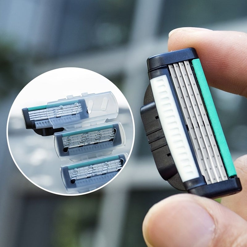 Men Safety Razor 4 Layer Stainless Steel Blade Reusable Hair Removal Tool For Shaving - Image 4