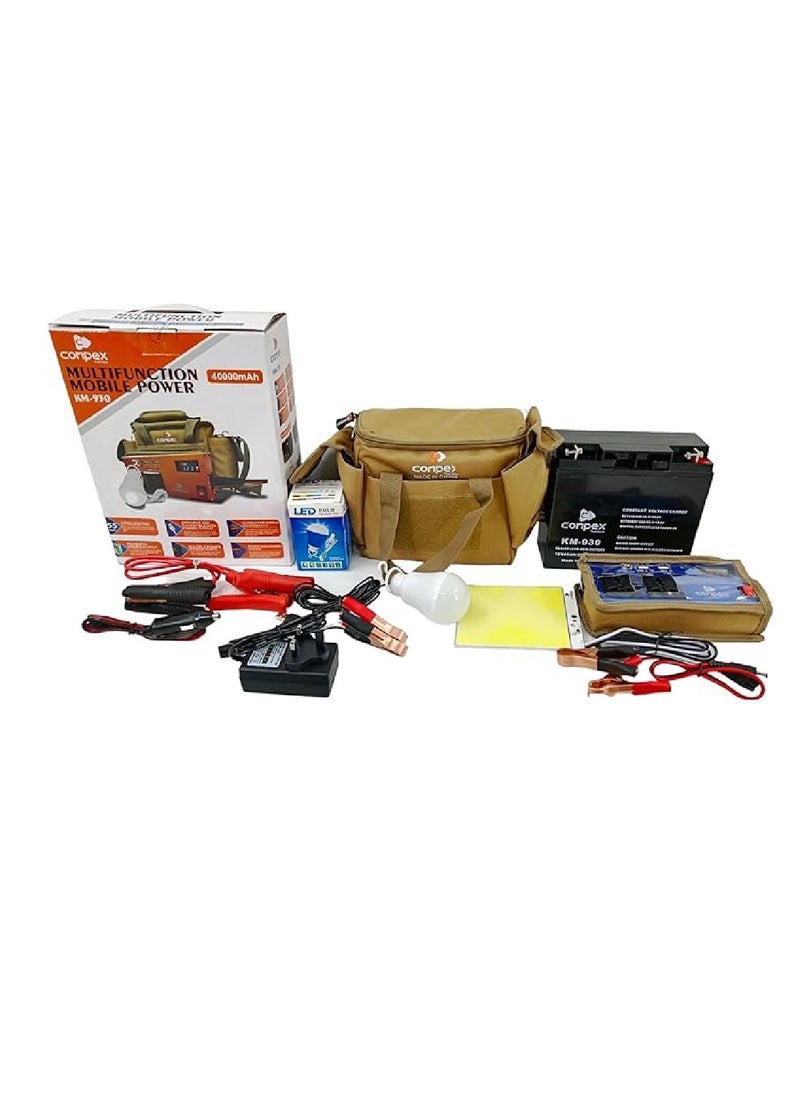Conpex Portable Multifunctional Car Jump Starter Air Pump And Power Bank Quick Start, LED Flashlight Camping Power Station With Battery 40000mAh  - Image 1