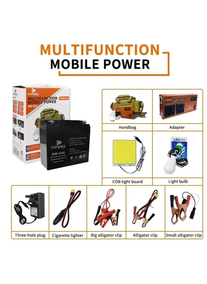 Conpex Portable Multifunctional Car Jump Starter Air Pump And Power Bank Quick Start, LED Flashlight Camping Power Station With Battery 40000mAh  - Image 5