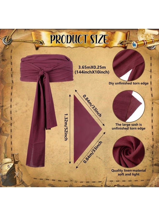 Boyiee 5 Pcs Adult Pirate Costume Mens Medieval Renaissance Viking Shirt Pirate Bandana Sash Belt for Halloween Cosplay Party (X Large) - Image 3