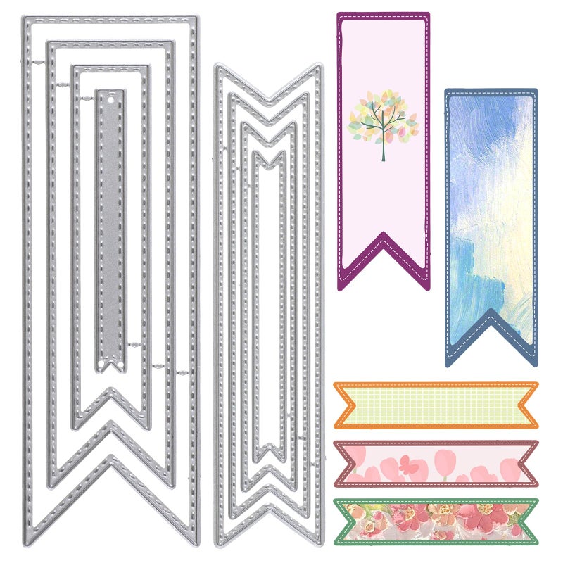 Prasacco 8 Pcs Bookmark Die Cuts Metal Cutting Dies Carbon Steel Embossing Template DIY Craft Die Cutting Stencils Metal Dies Scrapbooking Tool for Paper Crafting Card Making Supplies