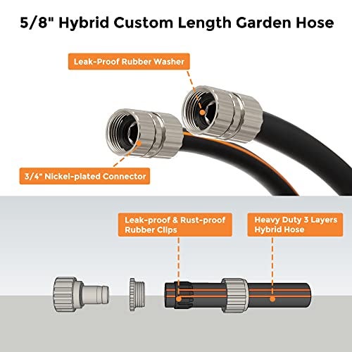 Giraffe Tools Garden Hose 58 Custom Length Heavy Duty No Kink Flexible Rubber Garden Hose Leakproof Water Hose 600 Burst PSI 5ft Female to Female Hose - Image 3