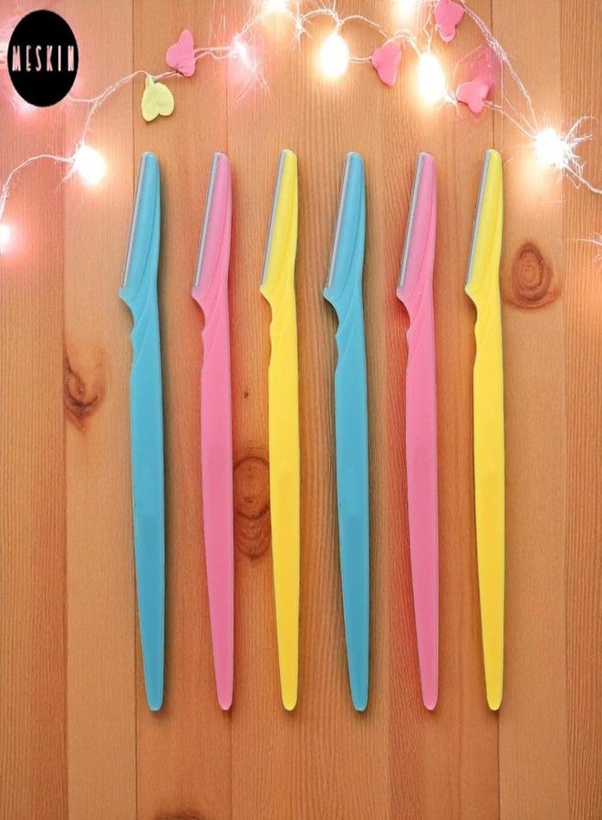 MESKIN Reusable Eyebrow Touch-Up Razors for Women - Instant & Painless Hair Removal for Eyebrows, Upper Lip & Chin | Stainless Steel Blades with Secure Grip (Pack of 6) - Image 2