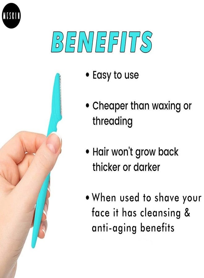 MESKIN Reusable Eyebrow Touch-Up Razors for Women - Instant & Painless Hair Removal for Eyebrows, Upper Lip & Chin | Stainless Steel Blades with Secure Grip (Pack of 6) - Image 3