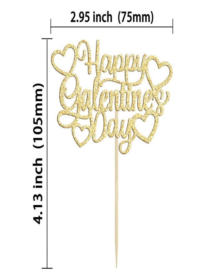 Ephlyn 24Pcs Happy Galentine's Day Cupcake Toppers Gold Glitter Sweet Love Valentine Cupcake Picks for Valentine's Day Theme Birthday Party Cake Decorations Supplies - Image 2