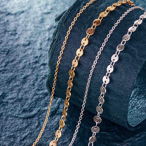 LOYATA Ankle Bracelets For Women Coin Anklet Boho Layered Anklets Double Chain Disc Coin Ankle Bracelet Womens Ankle Bracelet Gift For Her Anklets For Women Christamas Gift - Image 4