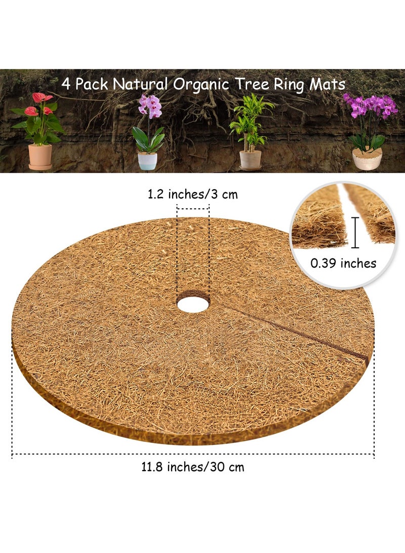KASTWAVE Coconut Fibers Tree Mulch Ring Mat 11.8 Inch Natural Coco Coir Tree Protection Mats for Cypress, Landscaping, Tree Disc Plant Cover, Soil Cover for Indoor Outdoor Plants 4pcs - Image 2