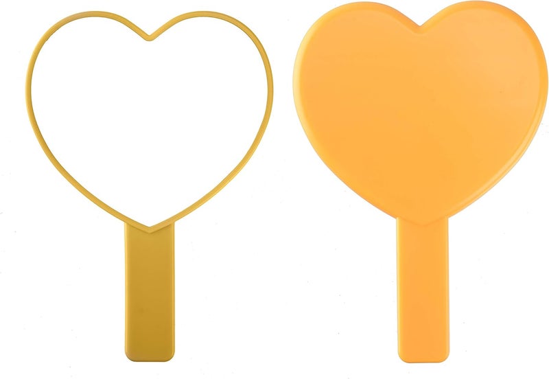 TBWHL Heart-Shaped Travel Handheld Mirror, Cosmetic Hand Mirror with Handle (Orange, 1Pack)