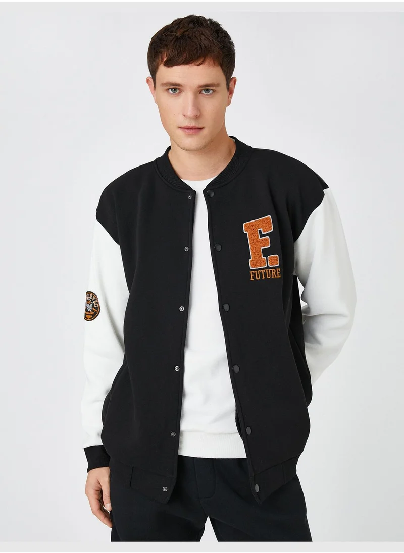 KOTON Basic College Jacket Bomber Neck Pocket Detailed