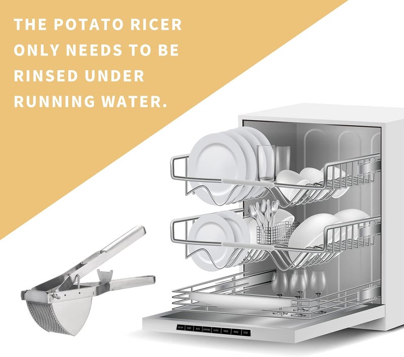shofilt Stainless Steel Potato Ricer with Dough Scraper - Masher for Mashed Potatoes, Gnocchi & Fruit - Dishwasher Safe - Image 4