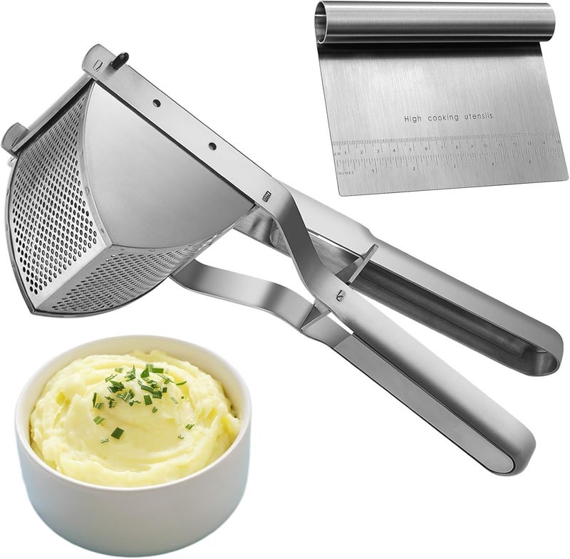 shofilt Stainless Steel Potato Ricer with Dough Scraper - Masher for Mashed Potatoes, Gnocchi & Fruit - Dishwasher Safe - Image 1