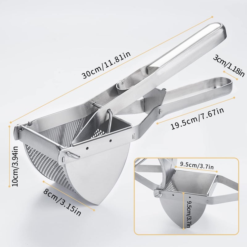 shofilt Stainless Steel Potato Ricer with Dough Scraper - Masher for Mashed Potatoes, Gnocchi & Fruit - Dishwasher Safe - Image 5