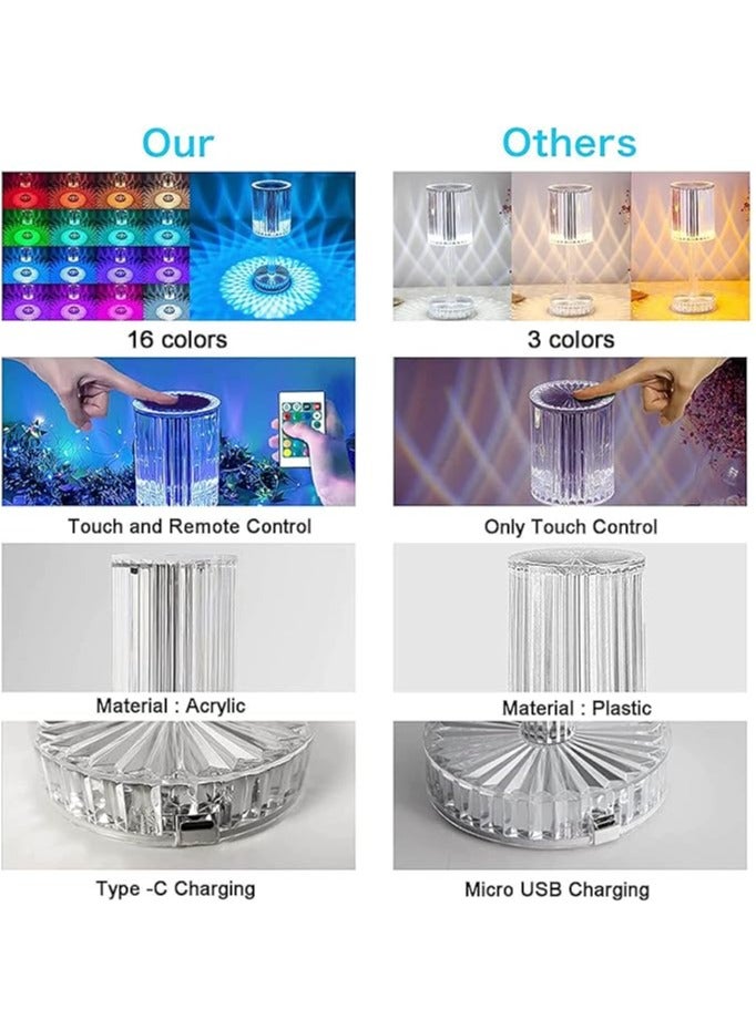16 لون متغير RGB يعمل باللمس، مصباح طاولة ماسي قابل لإعادة الشحن لغرفة النوم وغرفة المعيشة، أضواء إبداعية لتزيين حفلات العشاء - Image 5