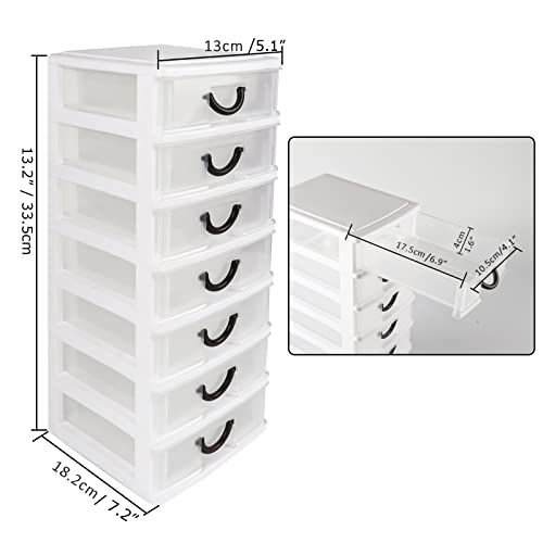 Rempry 7.1"x5.1"x13.2" Mini Organizer Box Storage Container Case with 7 Clear Desktop Drawer Units,White - Image 4