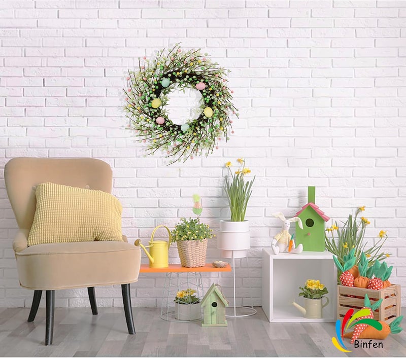 BINFEN 20" Easter Wreath â€“ Pink, Green Yellow Berry & Egg Wreaths for Front Door, Spring Easter Wreath Door Decor Outdoor Indoor - Image 5