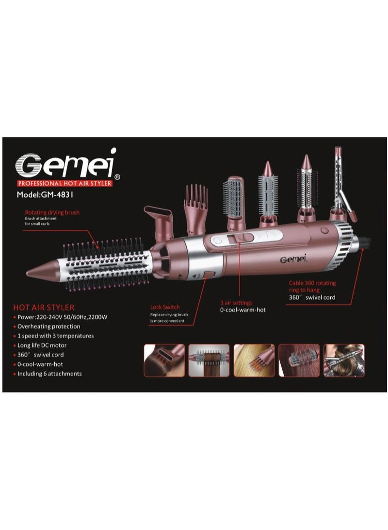Gemei GEEMY 7 in 1 Hair Dryer GM4831, Salon Hair Dryer, 3 Speeds - Image 2
